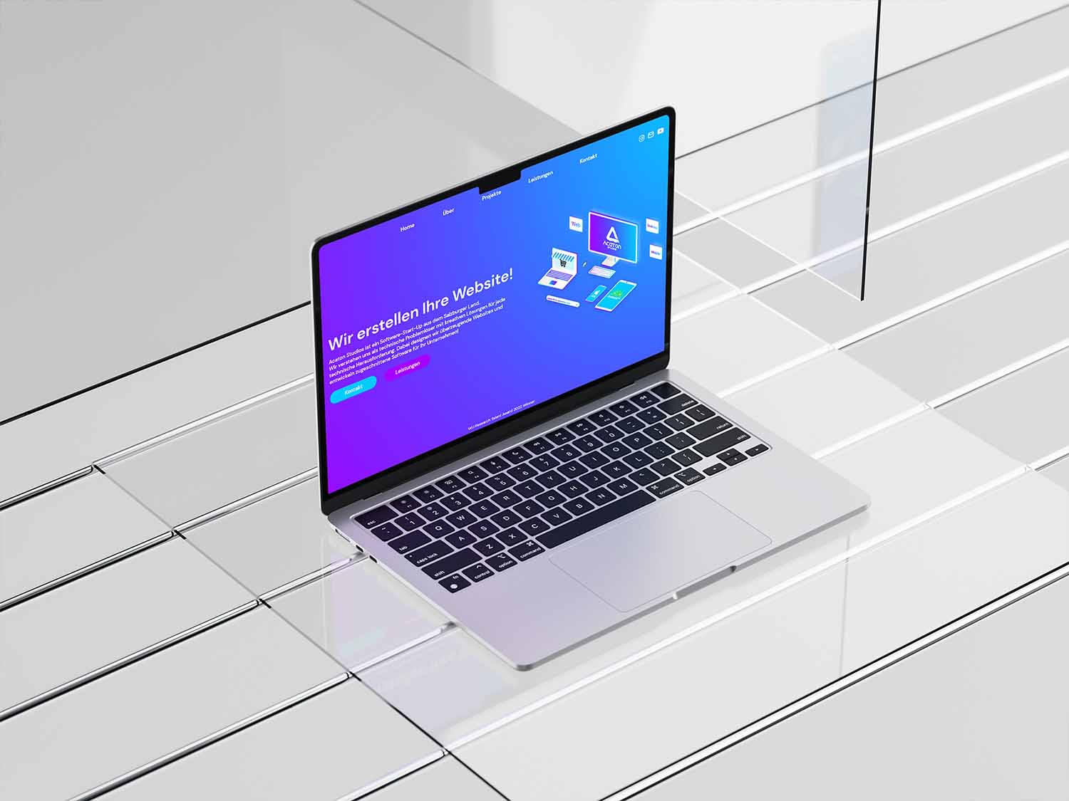 Mockup eines Macbooks von Acaton Studios/Modernen Website